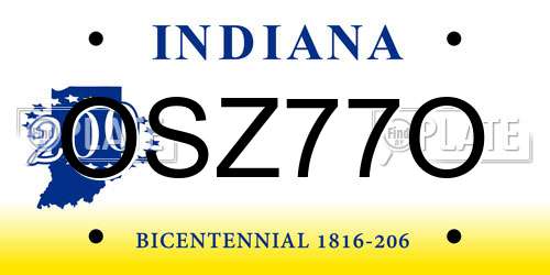 OSZ77O Indiana License Plate