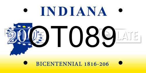 OT089 Indiana License Plate