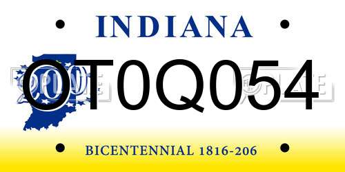 OT0Q054 Indiana License Plate