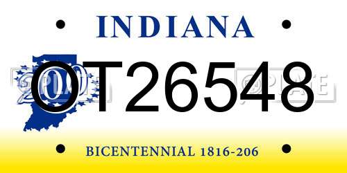 OT26548 Indiana License Plate