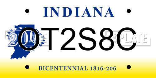 OT2S8C Indiana License Plate
