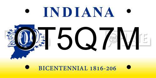 OT5Q7M Indiana License Plate