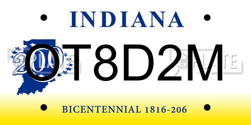 OT8D2M Indiana License Plate
