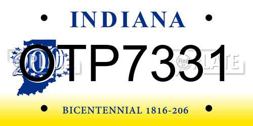 OTP7331 Indiana License Plate