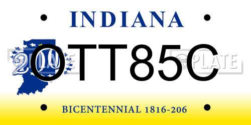 OTT85C Indiana License Plate