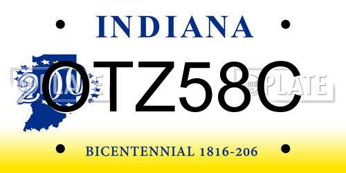 OTZ58C Indiana License Plate