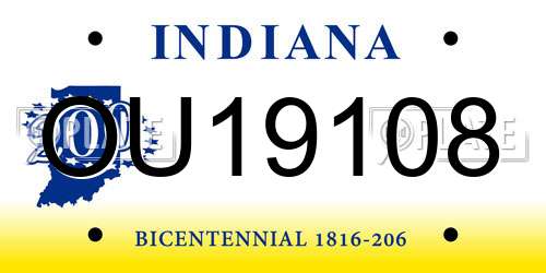 OU19108 Indiana License Plate