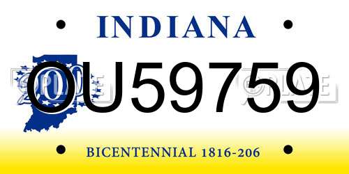 OU59759 Indiana License Plate