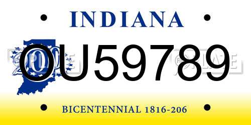 OU59789 Indiana License Plate