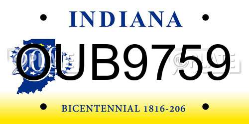 OUB9759 Indiana License Plate