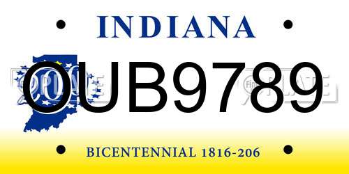 OUB9789 Indiana License Plate