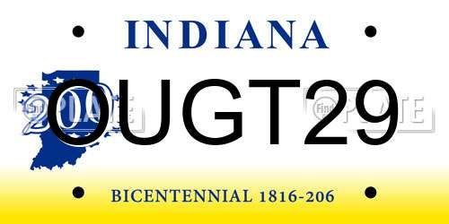OUGT29 Indiana License Plate