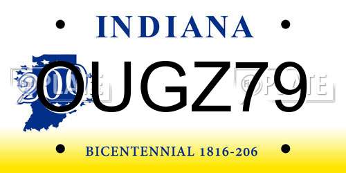 OUGZ79 Indiana License Plate