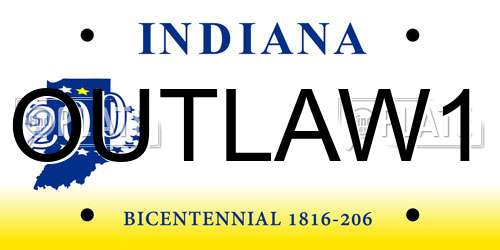 OUTLAW1 Indiana License Plate