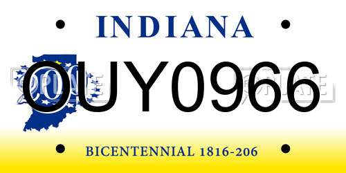 OUY0966 Indiana License Plate