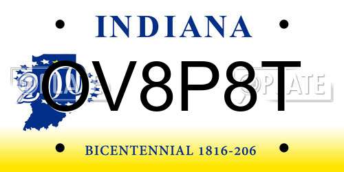 OV8P8T Indiana License Plate