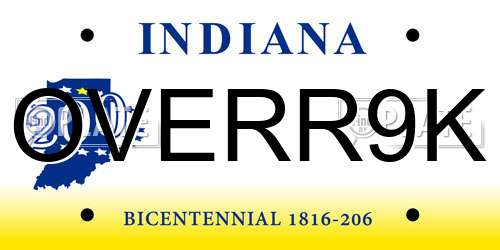 OVERR9K Indiana License Plate