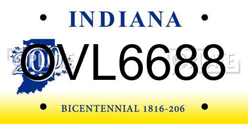 OVL6688 Indiana License Plate