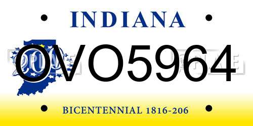 OVO5964 Indiana License Plate