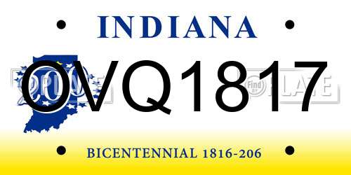 OVQ1817 Indiana License Plate