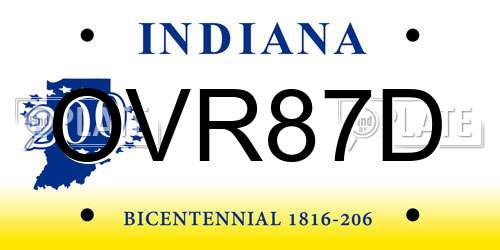 OVR87D Indiana License Plate