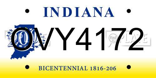 OVY4172 Indiana License Plate
