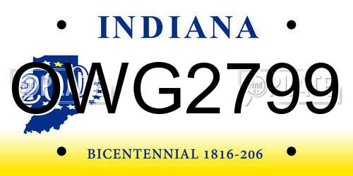 OWG2799 Indiana License Plate