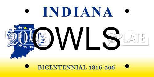 OWLS Indiana License Plate