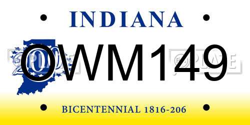 OWM149 Indiana License Plate