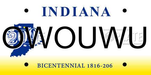 OWOUWU Indiana License Plate