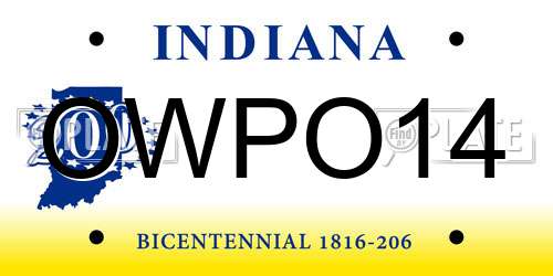 OWPO14 Indiana License Plate