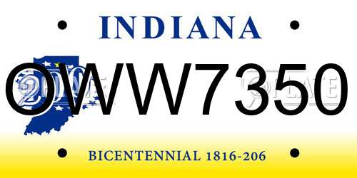 OWW7350 Indiana License Plate