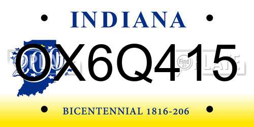 OX6Q415 Indiana License Plate