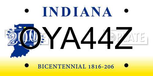 OYA44Z Indiana License Plate