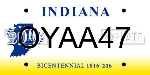 OYAA47 Indiana License Plate