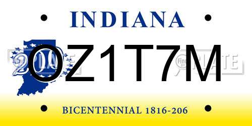 OZ1T7M Indiana License Plate