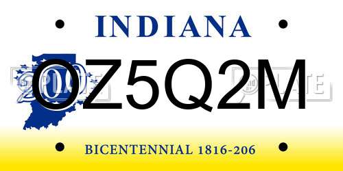 OZ5Q2M Indiana License Plate