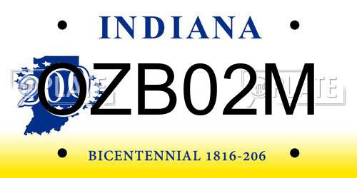 OZB02M Indiana License Plate