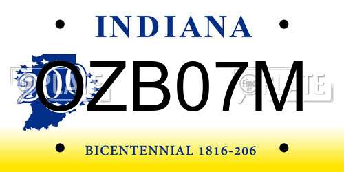 OZB07M Indiana License Plate