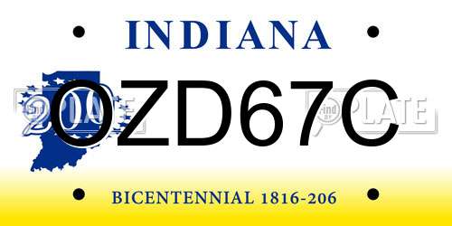 OZD67C Indiana License Plate