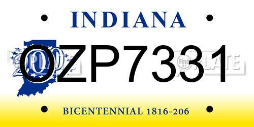OZP7331 Indiana License Plate