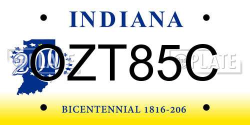 OZT85C Indiana License Plate