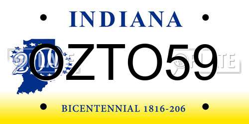 OZTO59 Indiana License Plate