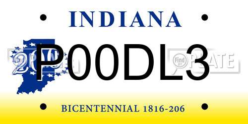 P00DL3 Indiana License Plate
