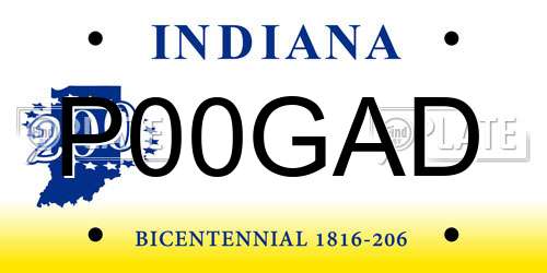P00GAD Indiana License Plate