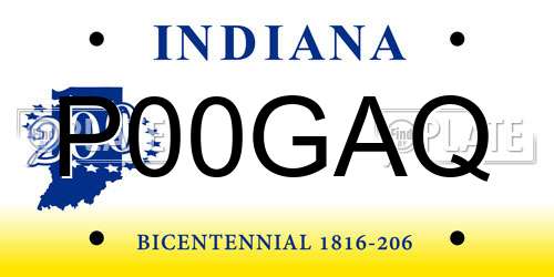 P00GAQ Indiana License Plate