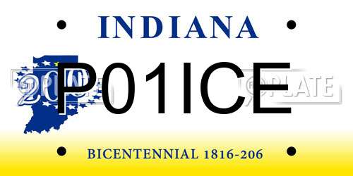 P01ICE Indiana License Plate