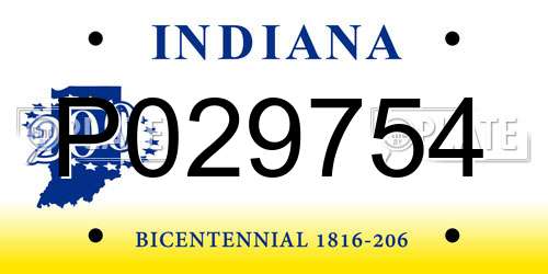 P029754 Indiana License Plate