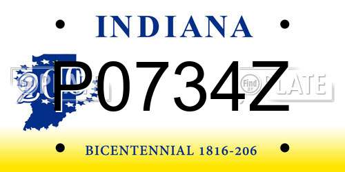 P0734Z Indiana License Plate