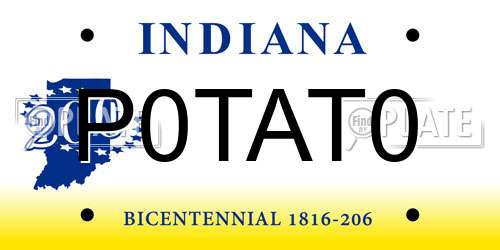 P0TAT0 Indiana License Plate